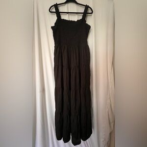 GAP Black Smocked Tiered Maxi Dress